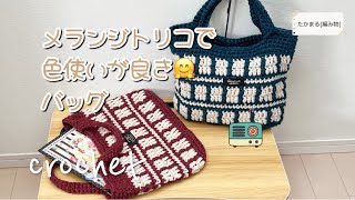 メランジトリコの新色でバッグを編みました😆[かぎ針編み][編み物][100均糸]