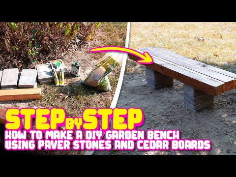 Build a Simple DIY Garden Bench with Paver Stones & Cedar Boards