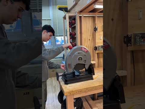 Seaford High School Student, practicing to cut metal on the chop saw  😀