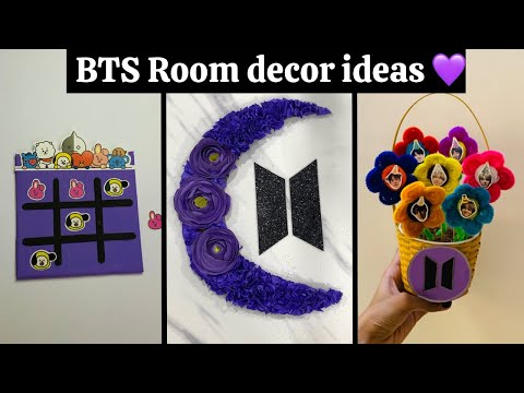 BTS Room decor ideas 💜 / Bts merch at home / how to make bts wall decor / bts night lamp