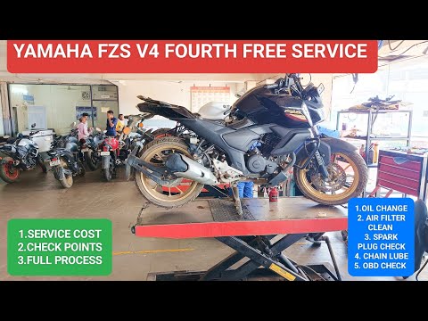 Yamaha fzs V4 Service video in Detail l fzs v4 2024 l fzs v4 service cost l fzs 4th free service