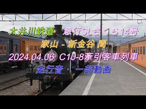 2024 04 06　大井川鉄道　SLさくら14号　列車走行音・( 一部動画有 )