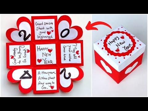 DIY Happy New greeting card 2024 / New year card making easy / New year surprise gift box