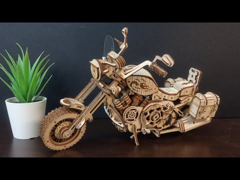 ROBOTIME Cruiser Motorcycle ROKR LK504, Wooden puzzle Build and Review. (15% Discount code: yoshiny)