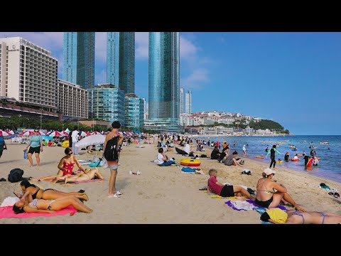 HAEUNDAE BEACH Aug 18, 2024, Busan Korea, The Most Famous Beach in South Korea, Seoul Travel Walker.