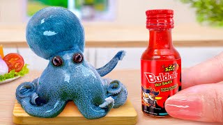 Cooking Miniature Cheetos Fried Octopus Buldak Sauce in Tiny Kitchen 🐙 Mini Yummy ASMR