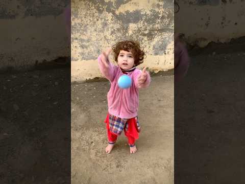 Baby anaya throwing small water balloon in air #cutebaby