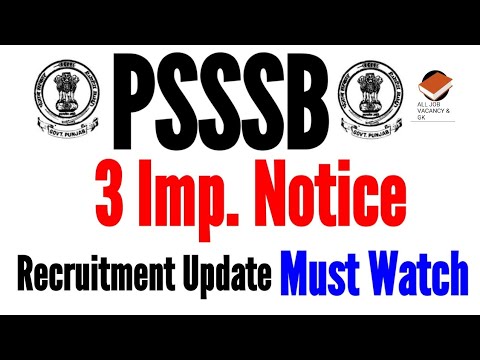 PSSSB 3 Imp. Notice || Latest Recruitment Update | PSSSB |