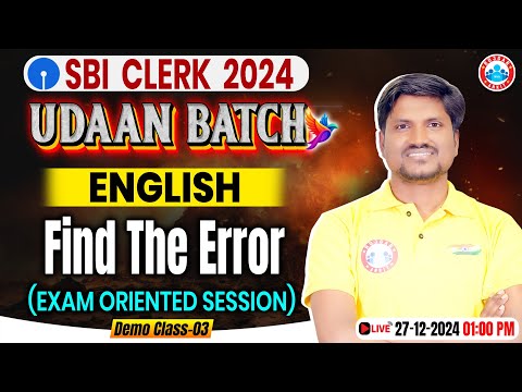 SBI Clerk 2024-25 | Find The Error for SBI Clerk English | SBI Clerk English by RK Mehto Sir