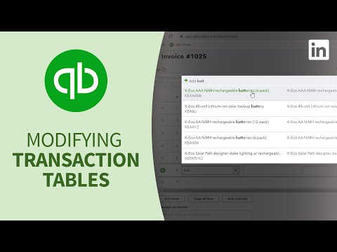 QuickBooks Tutorial - Changing rows in transaction tables