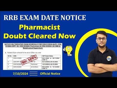 RRB Exam Date Confusion Cleared Now | 7/10/24 Notification Released | Check Now #pharmacist