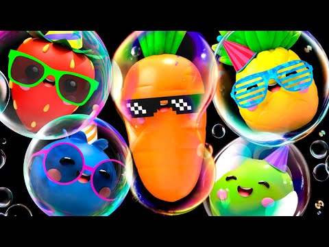 Baby Fruit Dancing with BUBBLES 🍎🍊🍋‍🍏🍇 Sensory Video