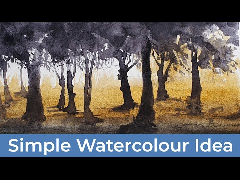 Simple Watercolour Landscape Painting Idea– A Misty Woodland