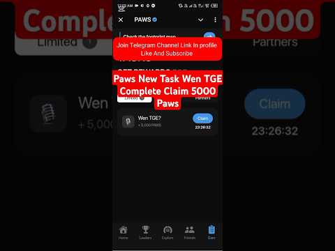 Paws New Task Wen TGE Complete Claim 5000 Paws #pawsnewtaskcomplete #pawsairdrop #pawsnewupdate