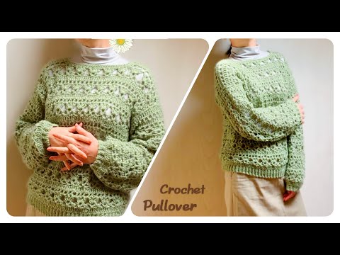 [Easy to crochet sweater with ribbing from the cuffs to the bottom]