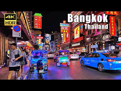 Walking in Chinatown Night Market - Bangkok 2023 [4K HDR]