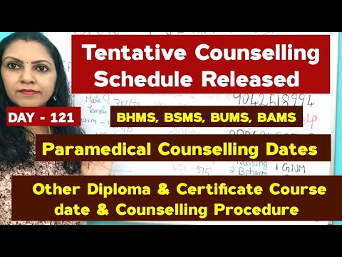 Day 122- Counselling Schedule Released For AYUSH Courses / TN Paramedical Round 2 Counselling 2024