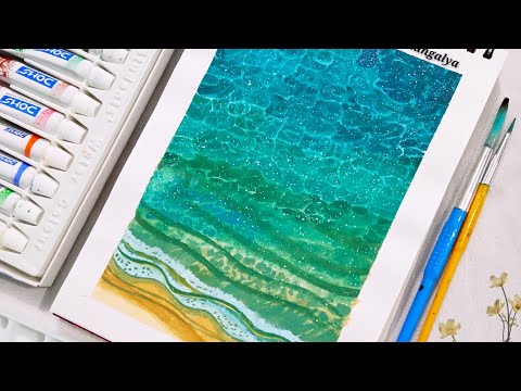 Sparkly Shoreline Watercolor Painting | Creative Mangalya #shorts #shortvideo #short