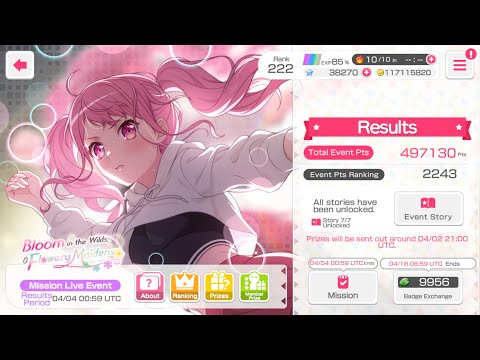 [BanG Dream!] Bloom of the Wilds, oFlowery Maidens | [Mission Live Event] | T2243 (T3000) - Results