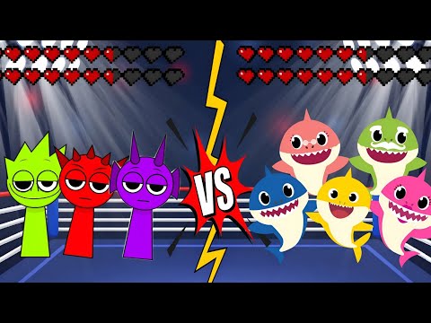 All Sprunki vs All baby shark  meme battle animation