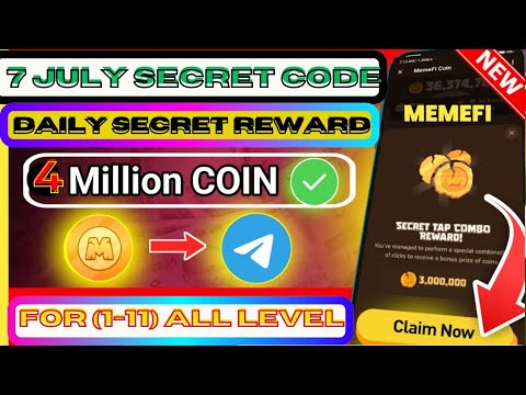 🛑Memefi Secret Reward Combo Today 03/07/2024| Memefi 4,000,000 Coins Code