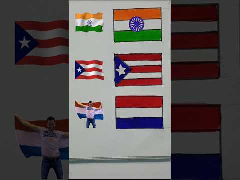 Indian Flag 🇮🇳 Drawing With Puerto Rico 🇵🇷 And Netherland 🇳🇱 | #shorts #trending