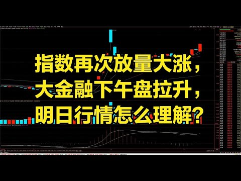 指数再次放量大涨，大金融下午盘拉升，明日行情怎么理解？