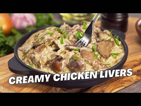 Easy Dinner in 30 Minutes! Tender & Delicious CREAMY CHICKEN LIVERS. Recipe by Always Yummy!