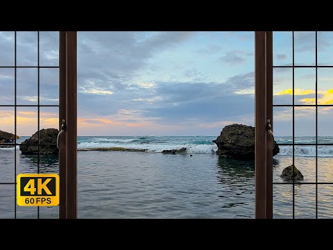 4K Ocean Waves Puerto Rico Sea window view - Relaxing, Calming, Ambience