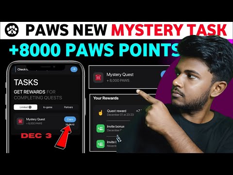 paws mystery quest today | paws mystery quest |paws airdrop new task| claim 8000 🐾