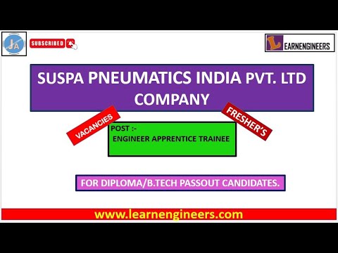 APPRENTICE TRAINEE VACANCIES IN SUSPA PNEUMATIC INDIA PVT. LTD. || DIPLOMA || B.TECH || INTERVIEW ||