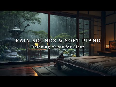 Peaceful Piano and Soft Rain - 3 Hours Relaxing Music in the Warm Bedroom, Stress Relief, Deep Sleep