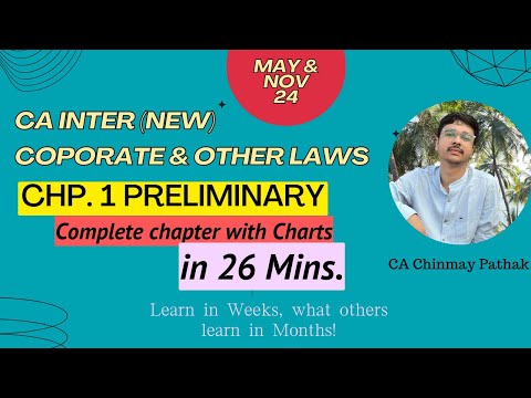 Chp.1 Preliminary CA Inter(New) - May 24 in just 26 Mins #CAInter #Corporatelaw #caintermediate #555