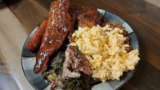 Left Over's BBQ Greens Neckbones and Macaroni and Cheese