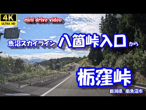 魚沼スカイライン 八箇峠入口 から 栃窪峠 【4K 車載動画】 田沢小栗山線 新潟県 南魚沼市 24年10月18日