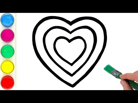 Triple Heart Drawing, Coloring with Palm Art for Kids & Toddlers | Enjoy Drawing