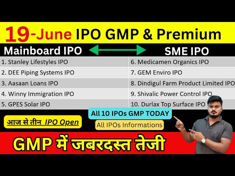 All 10 IPOs IPO GMP | Stanley Lifestyles ipo gmp | Medicamen IPO | EnNutrica IPO GMP |GPES Solar IPO