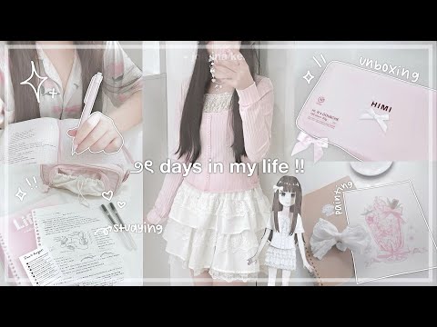 WEEKEND ROUTINE 🎀🥛 | cozy & productive days, self-care, unboxing himi gouache, studying | jorginakei