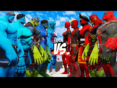 TEAM BLUE HULK VS TEAM DEADPOOL - EPIC SUPERHEROES WAR