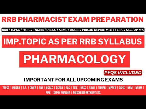 PHARMACOLOGY QUESTIONS FOR RRB EXAM / RRB PHARMACIST EXAM PREPARATION / TNMRB / PRISON PHARMACIST