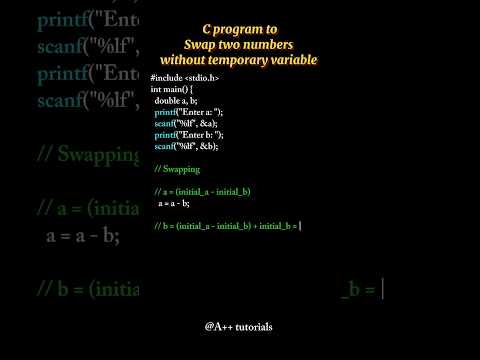 Swap two numbers without temp var#shorts #clanguage #coding