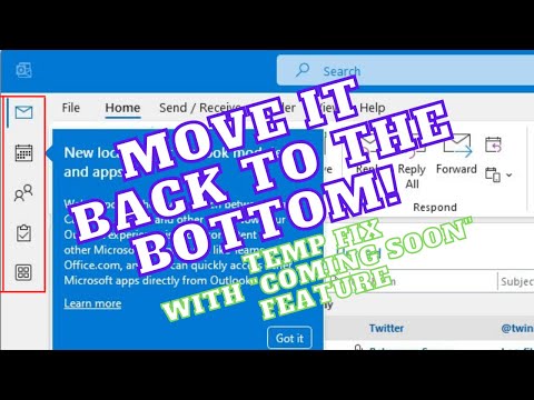 Move Outlook modules from left to bottom (Temp fix)