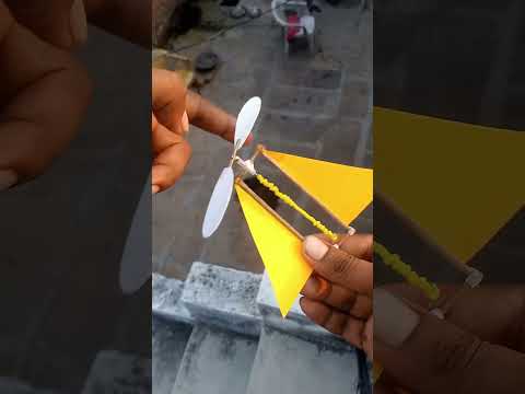 Ameging rubber band helicopter || flying propeller aroplane #diy#areoplane