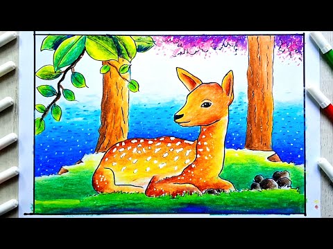 Deer beside river drawing | How to draw Deer | Deer Drawing easy | Easy drawing | Kisholoy