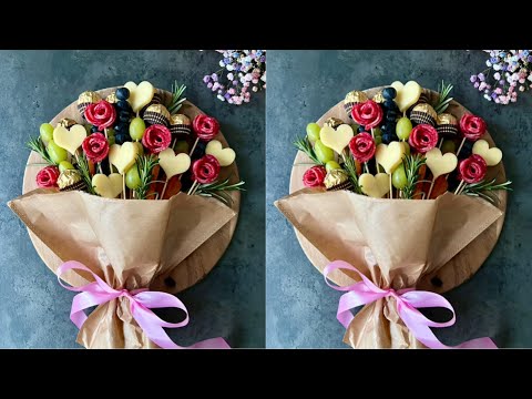 How to make a Gorgeous Charcuterie Bouquet💐 Easy DIY Tutorial Edible Flowers Bouquet 🌹