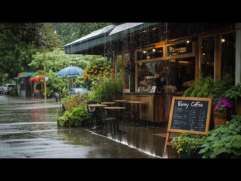 Sounds Rain Outside the Coffee Shop |  Relax, Rest, Relieve Stress | Rainy Day Coffee