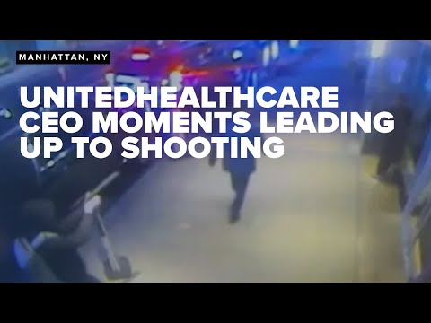 Surveillance video of UnitedHealthcare CEO shot by hooded suspect