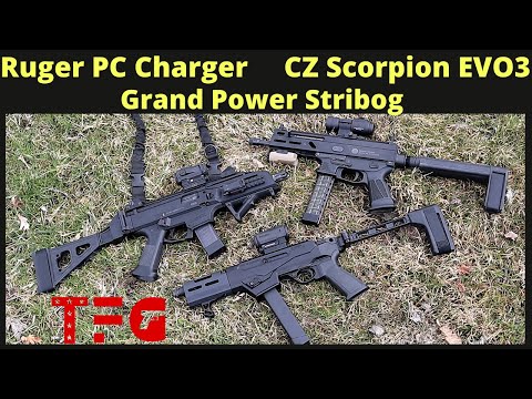 Ruger PC Charger, CZ Scorpion EVO3, Grand Power Stribog SP9A1 - TheFirearmGuy