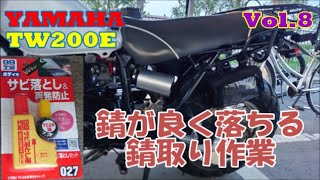 ソフト99サビ落とし 使ってみた、錆が良く落ちる 錆取り作業。 YAMAHA TW200E Vol.8