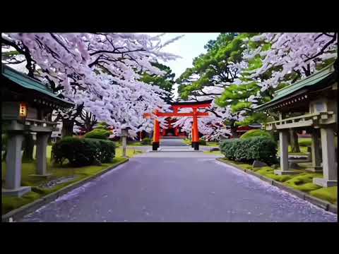 Japanese Shrine with Cherry Blossoms | 4K Ultra HD Free Stock Footage #cinematicstockfootage